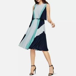 BCBGMaxazria Jaelyn Print Blocked Pleated Midi Dress